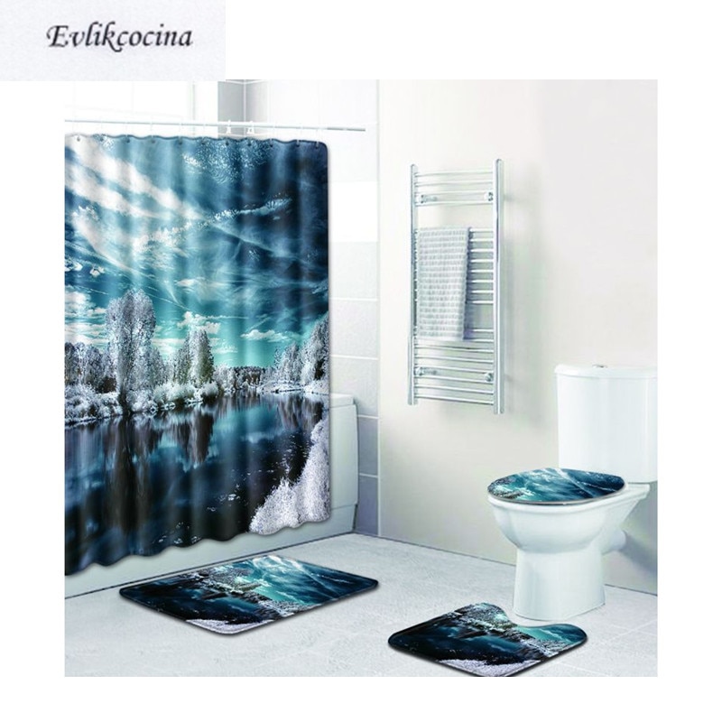   4 pcs ice forest banyo paspas  Ʈ Ʈ anti slip  tapete banheiro washable ȭ Ʈ alfombra bano